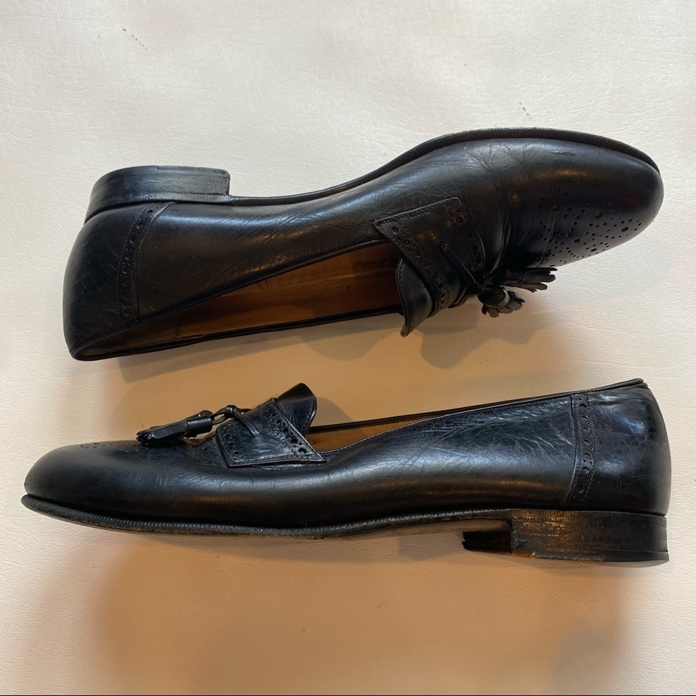 Salvatore Ferragamo Black Leather Tassel Loafers